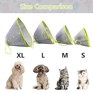 Vehomy Cat Recovery Collar Adjustable Cat Dog Cone Collar Pet Elizabethan Collar Soft Lightweight Dog E Collar for Cat Kitten Puppy to Stop Licking Wounds After Surgery Grey L