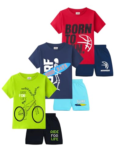 Image of Kuchipoo Boys Regular Fit Cotton T-Shirts and Shorts Set