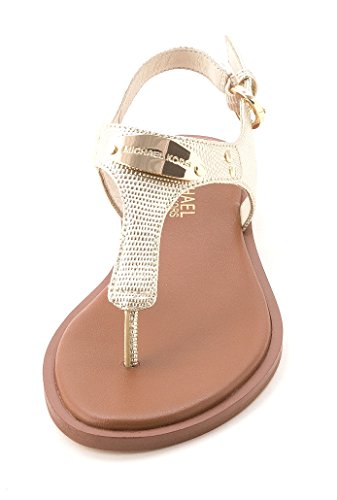 Michael Kors Mk Plate Thong Pale Gold Embossed Lizard Specchio 8.5 M #TOP4