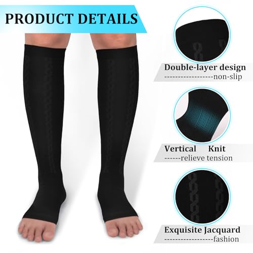 Image of 30-40mmHg Medical Graduated Compression Socks for Women&Men Circulation-Compression Stockings-Knee High Socks for Support,Hiking,Running