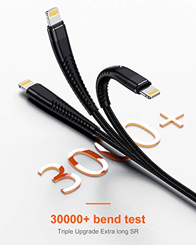 Cable Lightning largo para iPhone 13 Pro Max nailon trenzado compatible con iPhone 12 y 11 6