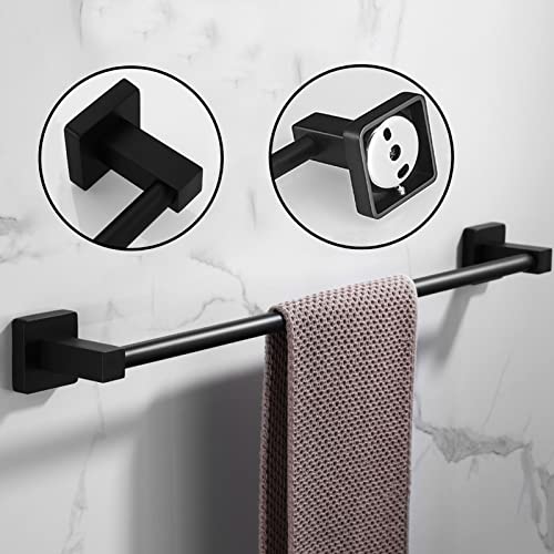 Barre de serviette simple noire 80 cm porte-serviette mural carré - 6