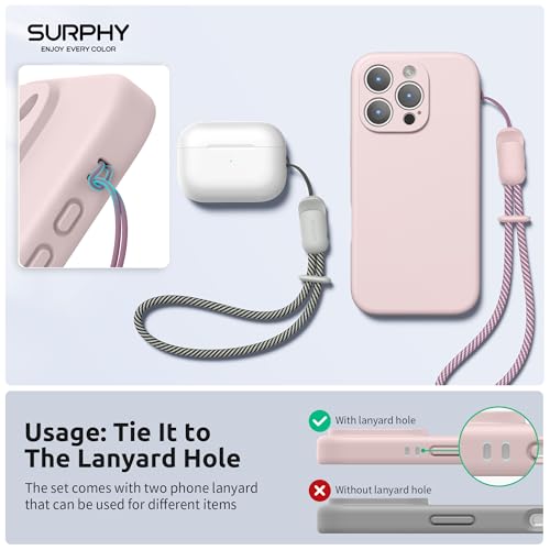 SURPHY Wrist Strap Lanyard for Phone, 2 Pack Adjustable Combination Strap Compatible with Phone, Purse, Keychain and more, Pink & Grey