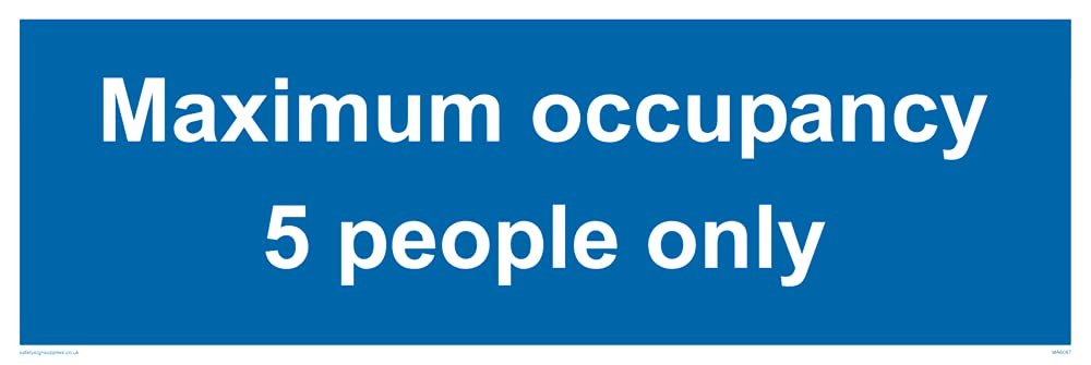 Pack of five - Maximum occupancy 5 person only Sign - 300x100mm - L31