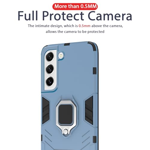 Image of Pikkme Back Cover for Samsung Galaxy S21 Fe 5G | 360 Protection | Ring Holder | Kickstand | Tough Armor Case (Blue)