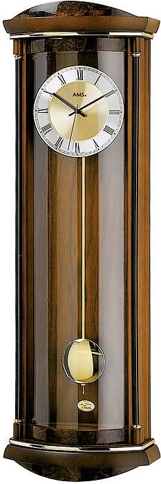 Pendule AMS 5080/1 horloge murale radio-pilotée Pendule Boîtier en bois noyer