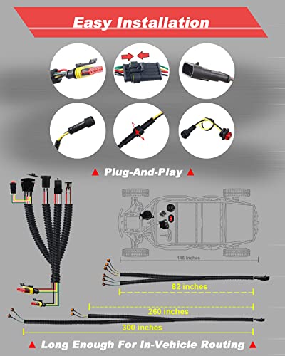 Image of NTHREEAUTO UTV Turn Signal Kit with 110D Horn, Plug and Play UTV Blinker with Pre-Wired Rocker Switch, Hazard Light, Car Charger, Universal Street Legal Kit Compatible with Polaris, Can-Am, Kawasaki