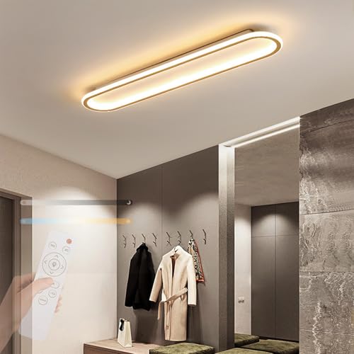 Plafonnier LED moderne dimmable de 100cm couleur or avec télécommande