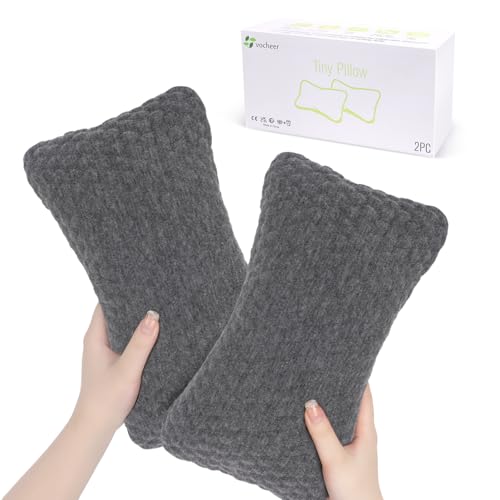 vocheer Small Pillows for Sleeping, 11″x7″ Mini Travel Pillow, Tiny Pillows for Neck, Wrist, Lumbar and Knee, Pets Pillow, Cotton, Machine Washable,Dark Grey-2PC