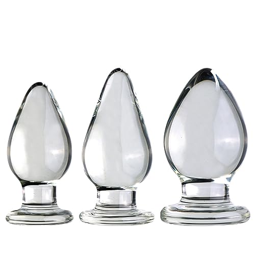Axcroo Riesige Glas Dildo Analplug Analkugeln Kristall Glasdildo Glasplug Super Groß Anal Butt Plug Prostata Massage Masturbation Anal Beads Dilatator Big Analdildo Sex Spielzeug für Männer Frauen (L)
