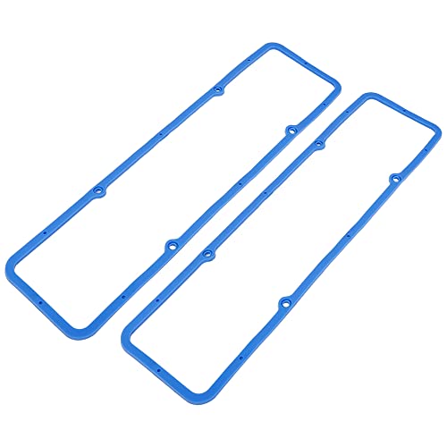 Image of X AUTOHAUX 2pcs Blue Valve Cover Rubber Steel Core Gasket for Chevy SBC 283 305 327 350 Engine Valve Cover Gasket Set