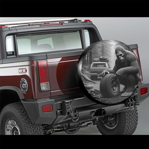 Image of Funny Bigfoot Spare Tire Cover, Wheel Covers Tire Protector Weatherproof Dust-Proof Universal Fit for Rv Spare Tire Cover Trailer SUV Camper Vehicle 14 in
