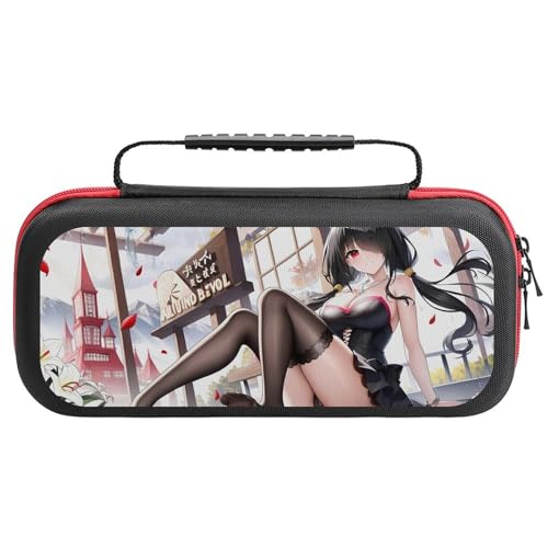 Switch ケース かわいい デート・ア・ライブ 時崎狂三 スイッチ 収納ケース カバー ナイロン素材 全面保護 防塵/防水/防汚/耐衝撃 26x11.5x5.2cm Switchに対応 保護用ハードケース 大容量な収納力 アクセサリーポーチ Switc