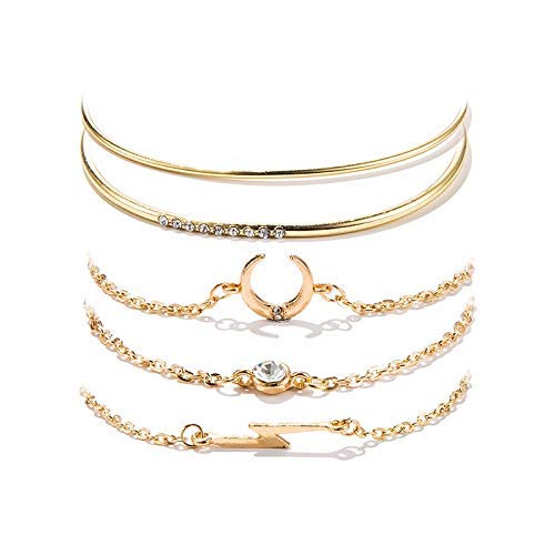 Shining Diva Fashion Stylish Multilayer Non Precious Base Metal Crystal Charm Cubic Zirconia Bracelet for Women (Golden) - Set of 5 (rrsd10713b) (B07V6BQ8MC) Amazon Price History, Amazon Price Tracker