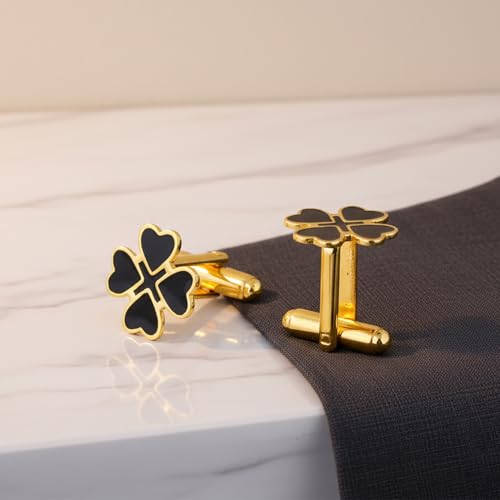 Mancuernillas Hombre Plata 925 Trébol Dorado miniatura 3