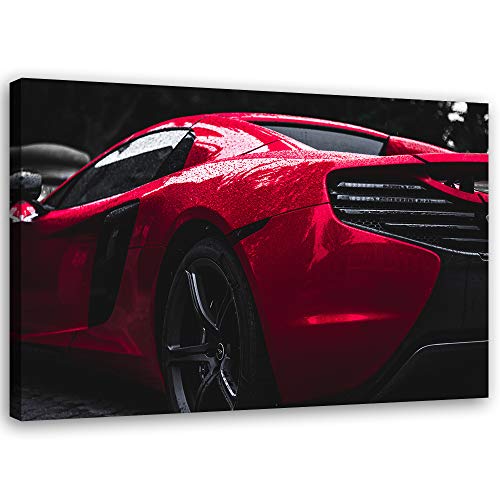Tableau sur toile XXL voiture de sport rouge Feeby 100x70 cm