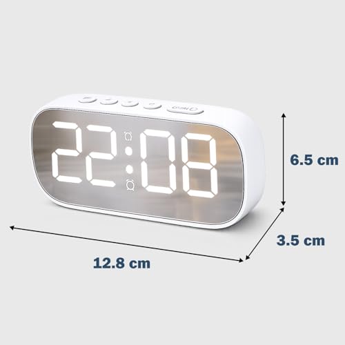 Image of Sehaz Artworks Alarm Clock for Living Room Stylish |Alarm Clock for Heavy Sleepers |Digital Table Clock for Home |Digital Alarm Clock for Bedroom Smart | Digital Clock for Table |Digital Watch - White
