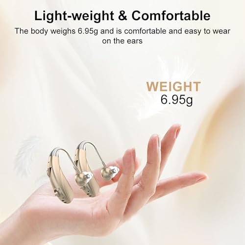 Image of FASTWELL F28-2 Unit for Both Ear Digital Advanced Rechargeable Hearing Aid for Adults with Hearing Loss | |Digital Noise Reduction | (Gold-Pair) | 1-Year Warranty
