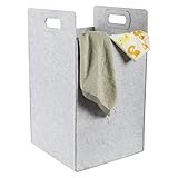 WHATWEARS Wäscherkorb Filz 60L Aufbewahrungskorb Faltbarer Wäschesammler Multifunktionaler Wäschesack mit Griffen Hellgrau Laundry Basket als Wäsche Kleidung Decken Kinderzimmer Schlafzimmer Kaminholz