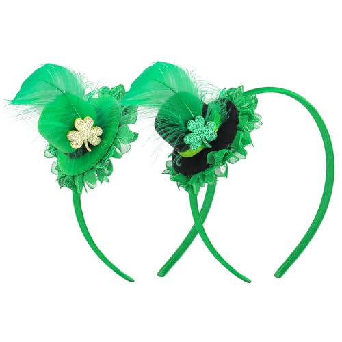 St Patrick Day Green Headbands for Women Leprechaun Top Hat Headband for Girls Infant Shamrock Clover Sequin Headband St.Patrick Hair Accessories Costume