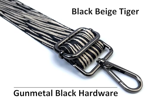 Image of Purse Strap Replacement for Crossbody Bags & Handbags | Premium Webbing with Gunmetal Black Hardware Clip-On Installation Adjustable Length Comfortable Wide Guitar Style Strap