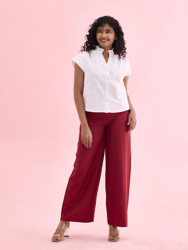 Image of GO COLORS Soft Viscose & Linen Blend Linen Palazzo Full Length for Women| Breathable, Mid Rise