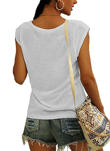 Etcyy New Womens Cap Sleeve Tank Tops Casual T-Shirt Loose Fit Basic Shirts #TOP1