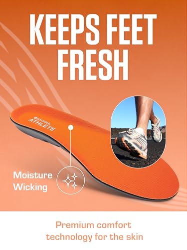 Image of SOF SOLE ATHLETE Performance Men's Insoles - PU Foam & Gel Inserts - Heel-to-Toe Cushioning, Support, & Moisture Control, - Lightweight Comfort & Stability - Ideal for Runners, Walkers, Athletes