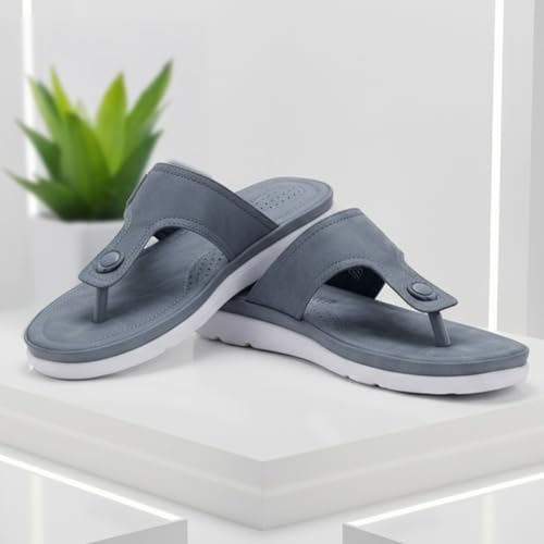 Image of DOCTOR EXTRA SOFT Womens Flat Memory Foam Slippers /Flip-Flops Fashion Stylish Casual Comfortable Diabetic Orthopedic Lightweight Synthetic Slip-On Sandals With Adjustable Buckle For Girls D-630