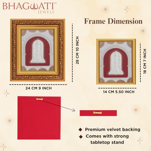 Image of 999 Pure Silver Ramlalla Frame | Divine Home Decor | Wall Mount Square Photo for Gift, Wooden PhotoFrame for Temple & OfficeDecor, SilverGift Items | hangingframe (10.50 inch x 9 inch Inch)