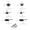 Amazon Basics Ceramic Non-Stick Cookware 15-Piece Set, Pots, Pans and Utensils, Black #3