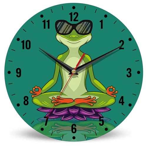 SPUNKER Wall Clock,Funny Frog Wall Clocks for Living Room Decor,Yoga