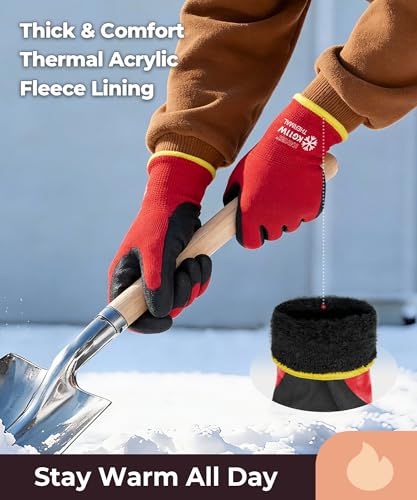 Image of KAYGO Winter Work Gloves Thermal Insulated, PU Coated,12 Pairs, KG11W | Excellent Grip, Breathable & Lightweight, 13-Gauge Seamless Knit, For Freezer Work, Cold Storage, Winter Outdoor Jobs
