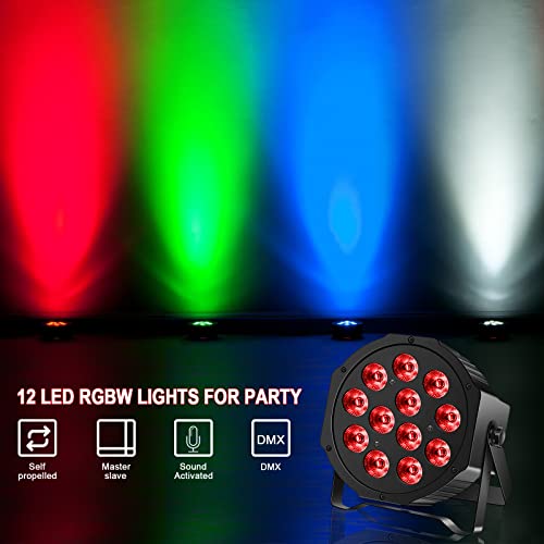 12X4W Led Stage Lights Rgbw Par Light With Remote & Dmx Controlled Sound Activated 4 Control Modes Uplights For Wedding Birthday Christmas Music Show Party Decorative Lights Stage Lighting(4 Packs) #TOP2