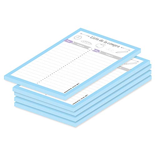 PRICARO Lista de la compra"Mezcolanza" azul claro, A6, 5 piezas Cover