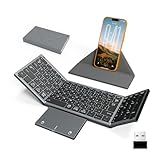 EWiN キーボード ワイヤレス 折りたたみ bluetoothとusb無線両対応 標準JIS日本語配列 ios mac win対応 トラックパッドとテンキー付き keyboard wireless ブルートゥース 3台までのデバイスと接続可能 コンパクト 持ち運び ipad iphone パソコン タブレット スマホ スタンド機能搭載レザーカバー付き Type-C充電式 グレー