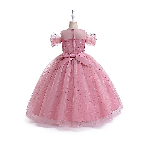 Glamulice Princess Sparkle Tulle Dress Flower Girls Dresses Cold Shoulder Long A Line Wedding Party Ball Gown2