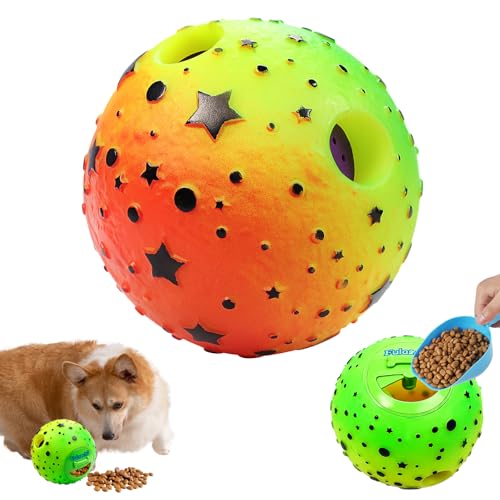 Dikeiuta Dog Balls Treat Dispenser Squeaky Balls for Dogs Squeaky Ball for Dogs Durable Dog Ball for Boredom Training Teeth Cleaning