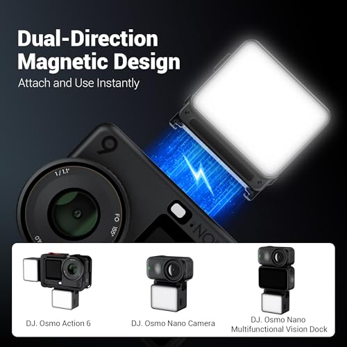Image of JJC Action 6 LED Light Magnetic Auxiliary Fill Light for DJI Osmo Nano & Action 6 Accessories, Rechargeable IPX5 Waterproof Mini Video Light, Action6 Accessories for Selfie Vlog Recording Lightweight