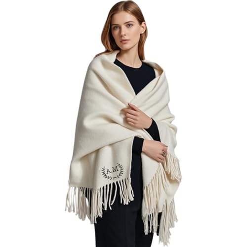 Personalized Women Scarf Pashmina Shawls Wraps for Evening Dress Bridesmaid Wedding Bridal Winter Warm White Scarves