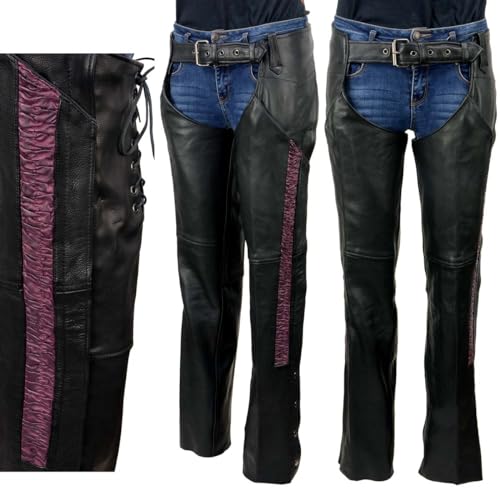 Image of Milwaukee Leather Premium Leather Motorcycle Riding Chaps for Women Bikers