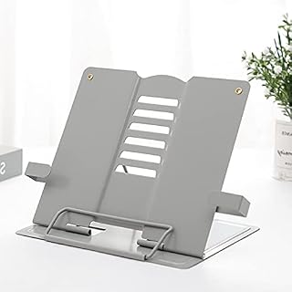 Metalowy uchwyt na książkę, KETIEE Stojak na książki na stole, uchwyt do kopiowania, regulowany stojak do czytania do iPada Książka z przepisami na tablet, szary