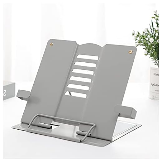 KETIEE Atril para Libros de Metal Plegable, Soporte Libros para Estudiar Soporte de Lectura para Libros Ajustable Atril Estudio Oposiciones Soporte de Lectura de Cocina, Gris