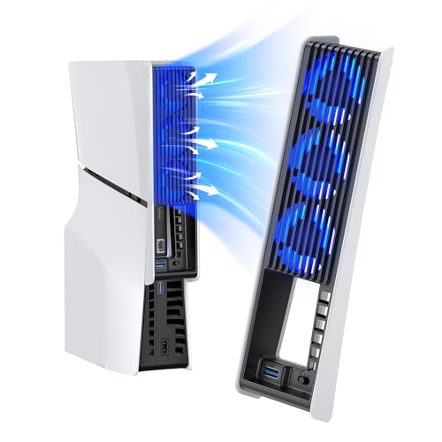 KIWIHOME PS5 Slim Cooling Fan – 3 Large Fans, USB 3.0