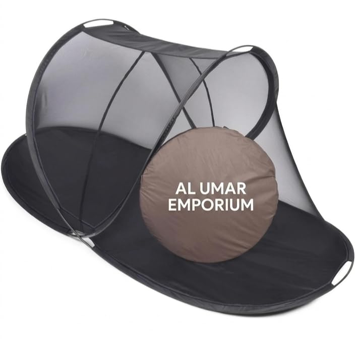Al Umar Emporium Mosquito Net for Single Bed, Black, Mesh, Pop-Up Design with Foldable Frame, 220x110 cm-image-9