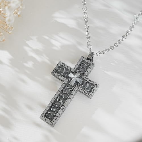 3D Printed Cross Necklace with Dark Box Ten Character Pendant, Cross Pendant Necklace,Vintage Handmade Men's and Women's Pendant Jewellery, Fashion Unisex Gift Ideasn2