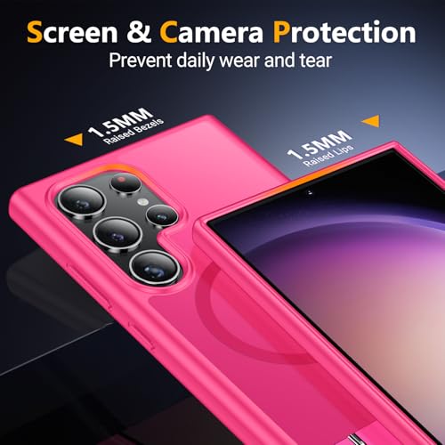 Image of SPIDERCASE Magnetic for Samsung Galaxy S23 Ultra Case, [3 Stand Ways][ Military Grade Drop Protection] with Invisible Stand Shockproof Slim Case for Samsung S23 Ultra 6.8 inch, Rose Red