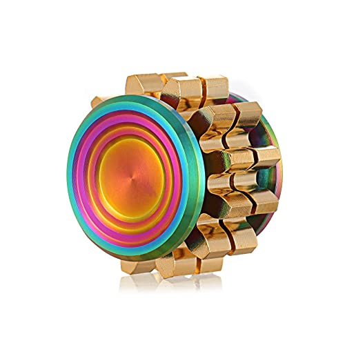 Gatwey Fidget Spinner Mini Fidget Spinner Solid Metal Brass Gear Fidget Spinner Sensory Fidget Toys Hand figit for Kids and Adults Novelty Toy Pack for Anxiety Relieve Boredom ADHD Autism (Rainbow)