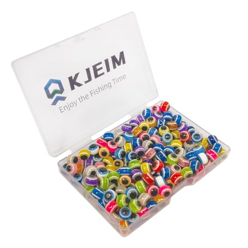 KJEIM Fishing Eye Beads 120/200/400pcs Fishing Line Beads Assorted Mixed Color Fishing Beads 6mm/8mm/10mm for Stream Pool Lake River Fishing (200pcs 8mm Mixed Color)