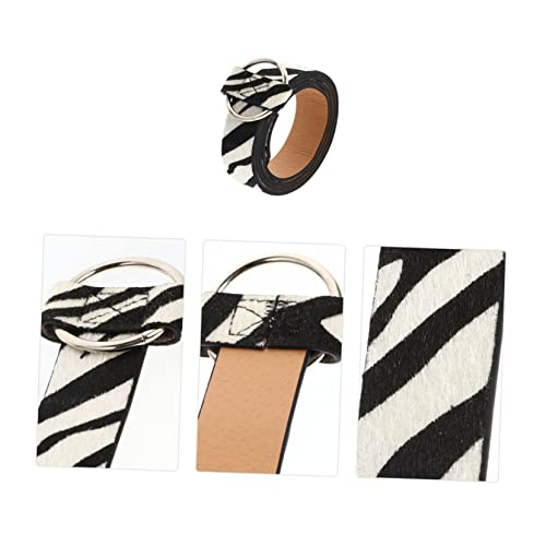 BESPORTBLE 1Pc Fashionable Zebra Print Casual Belt Round Buckle Imitation Leather Waistband for Jeans Trousers for Daily Wear Parties and Special Occasions3
